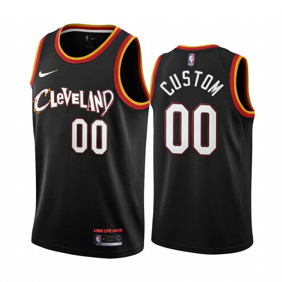 Men & Youth Customized Cleveland Cavaliers Swingman Black Nike 2020-21 City Edition Jersey